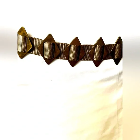 Rare Vintage Al Beres 80’s Belt, Metal Diamond shaped Slides on Nylon Webbing